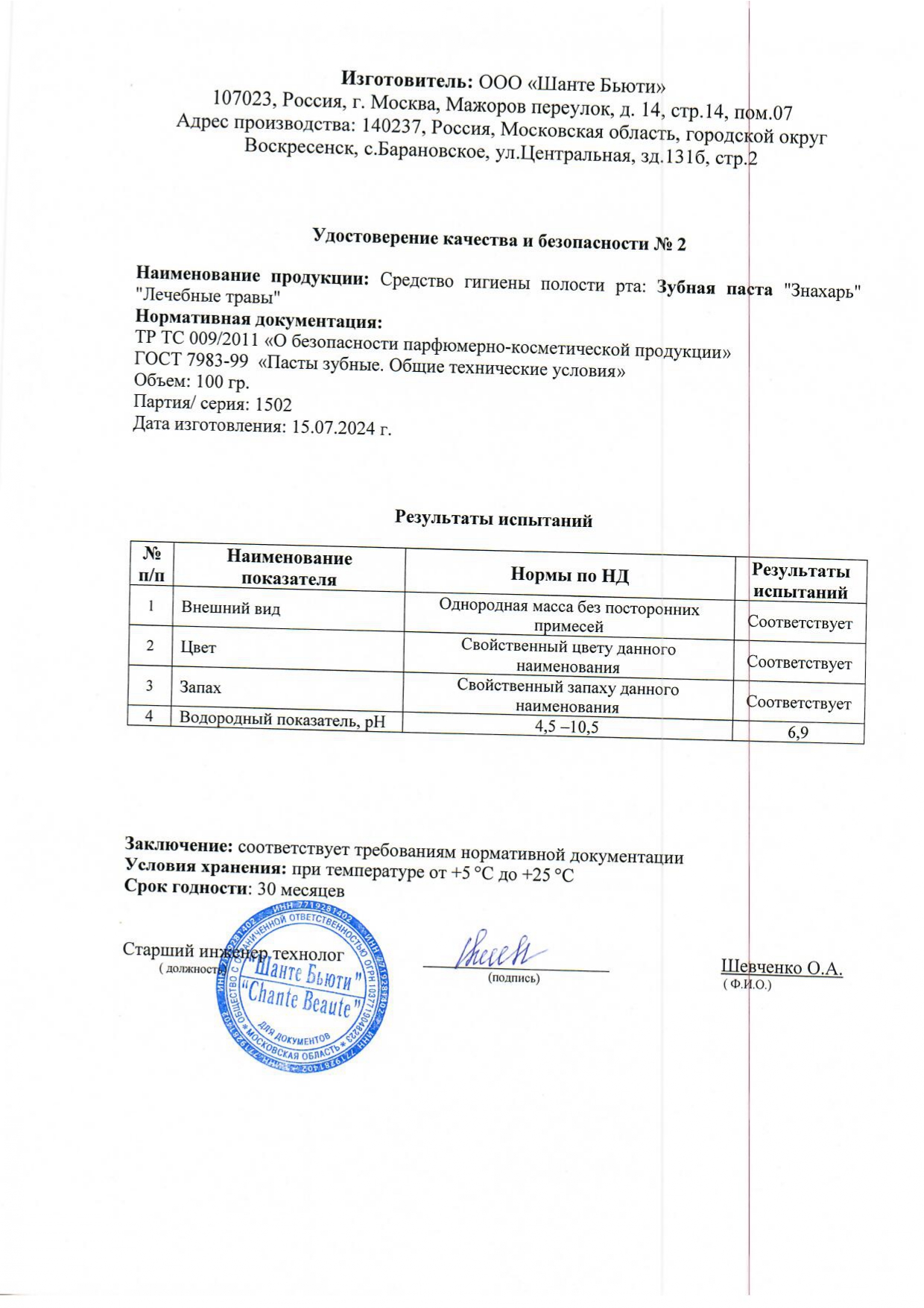 Паспорт №072024